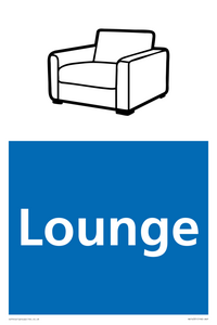 Lounge Illustrated Dementia Friendly Sign NHS Style Blue